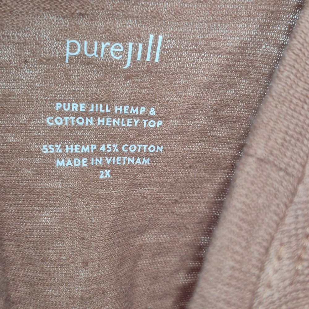 J. Jill Pure Jill Top Womens 2X Ginger Hemp Cotton Henley Minimalist Breathable - Picture 3 of 8